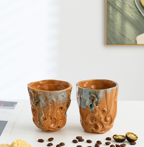 Japanese Handmade Rustic Espresso Cup – Pinched Wrinkle Ceramic Mug