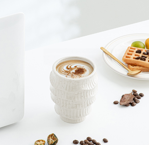 Vintage Japanese Rustic Ceramic Coffee Mug & Saucer – Home Breakfast Set