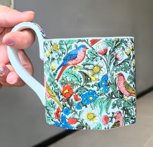 Vintage Octagonal Ceramic Mug – Retro Watercolor Coffee Cup