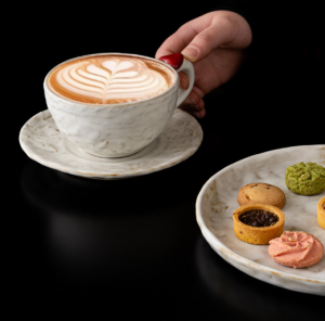 Pink Imprint Coffee Mug & Saucer – European Style Afternoon Tea Set