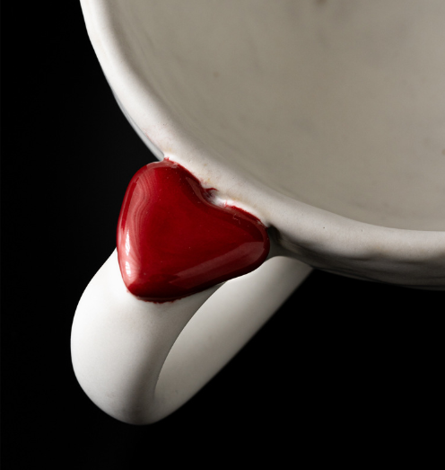 Pink Imprint Coffee Mug & Saucer – European Style Afternoon Tea Set