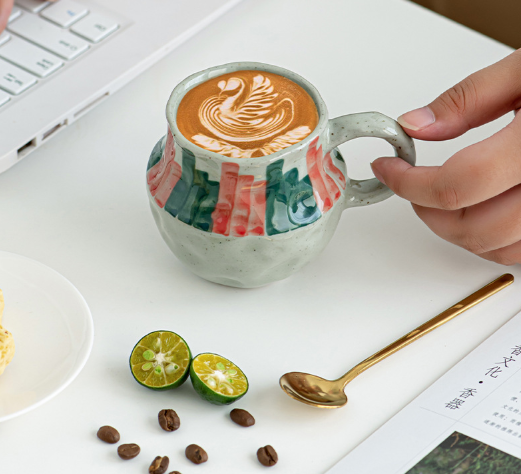 Rustic Japanese Style Ceramic Mug – Creative Graffiti Coffee Cup