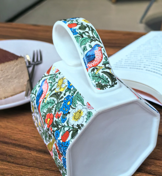 Vintage Octagonal Ceramic Mug – Retro Watercolor Coffee Cup